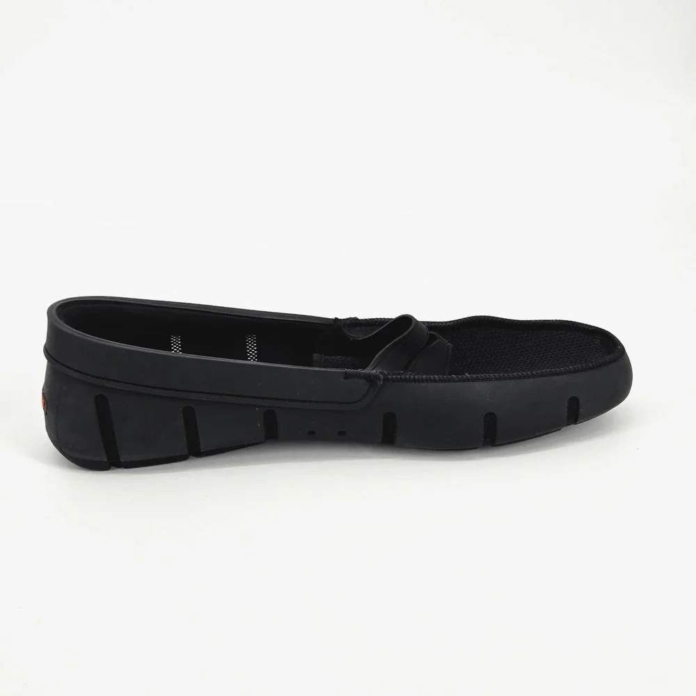 SWIMS Classic Braided Water Resistant Mesh Penny Loafer Black Slip On Shoes 12